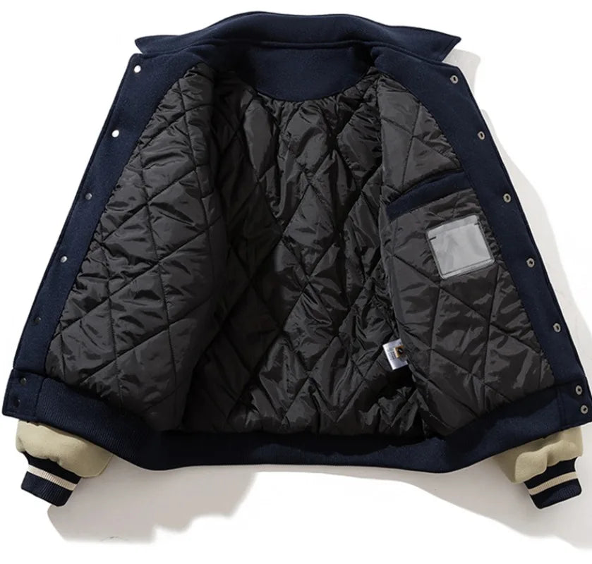 Man Baseball Jacket Winter Letter Embroidery Varsity Jacket Women American Vintage Coat Warm Fashion Hip Hop Original Original