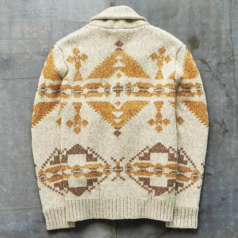 New Fashion Men Streetwear Cardigans Sweatercoats Autumn Man Outwear Casual Cardigans Retro Jacquard Sleeve Knitted Sweaters 3XL