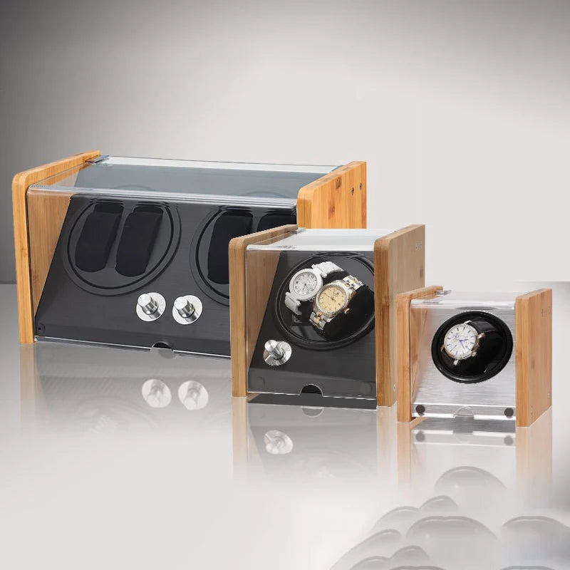Wooden Watch Winders Silent Automatic Watch Winder Rotating Mechanical Wrist Watches Winder Luxury Watches Storage Boxes