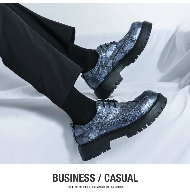 Brogues Men's Luxury Designer Style Thick Sole Shoes Elegant and Sophisticated Gentleman's Shoe Popular Wedding Party Shoes