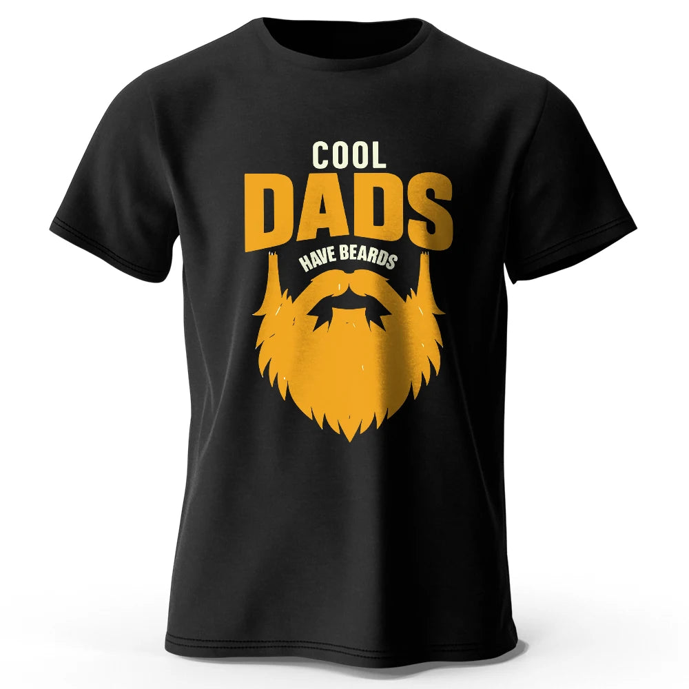 Men's Cool Dad with Beards Printed T-Shirt 100% Cotton Oversized Funny Graphic Tees for Women Summer Tops Humor Streetwear