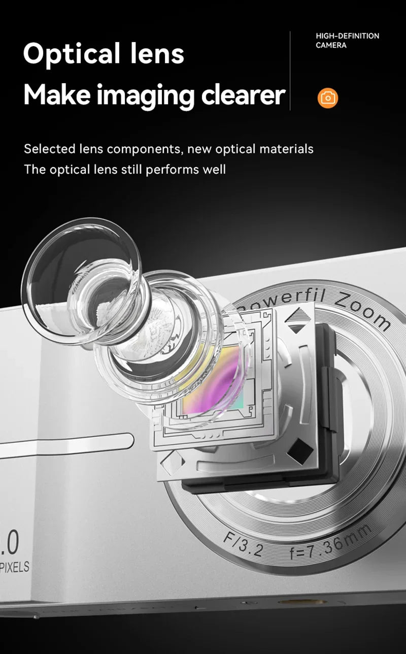 4K Digital Camera 50MP 16X Student Camera Outdoor Anti-Shake Digital Video Camera Flash Video Recorder Small Video Camera