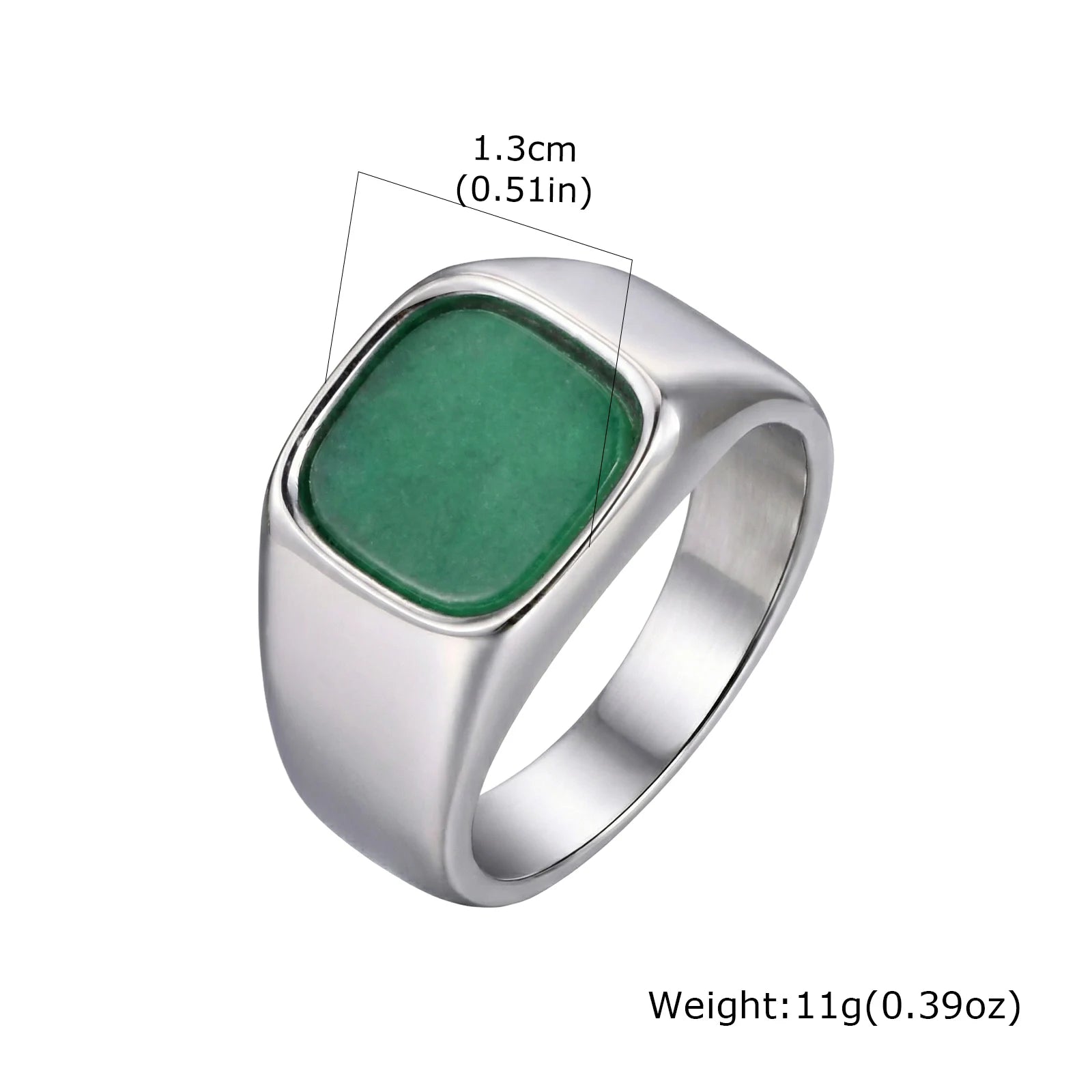 Stylish Square Natural Stone Ring for Men,Waterproof Stainless Steel Signet Ring,Birthday Party Gift for Him Dad
