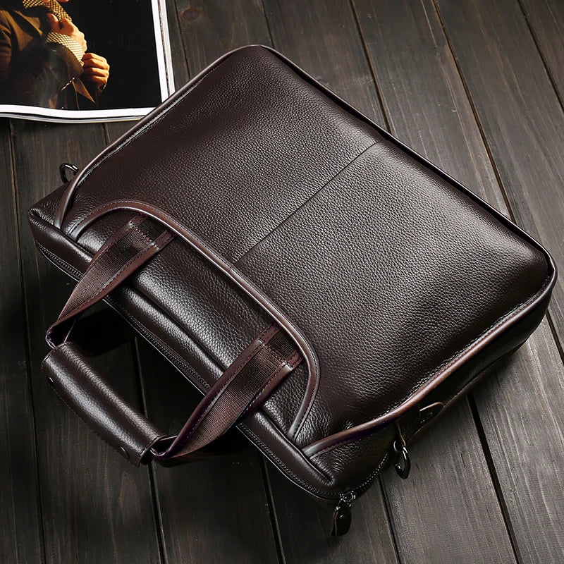 Brand Man Bag Genuine Leather Briefcase Men Business Handbag Messenger Bags Male Vintage Men's Shoulder Bag Large Capacity