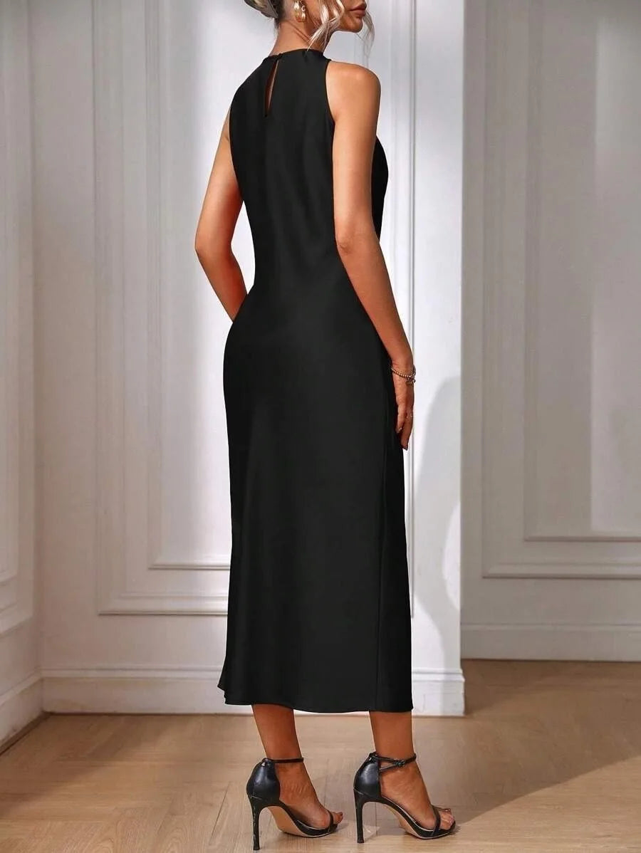 2025 Dress Women Female Clothing Fashion Elegant Evening Party Dresses Satin Dress for Women Spring and Summer Sleeveless Slit