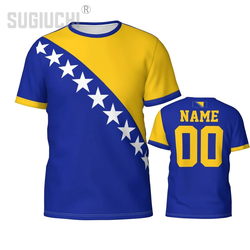 Custom Name Number Bosnia And Herzegovina Flag Emblem 3D T-shirts For Men Women Tees team Soccer Football Fans Gift