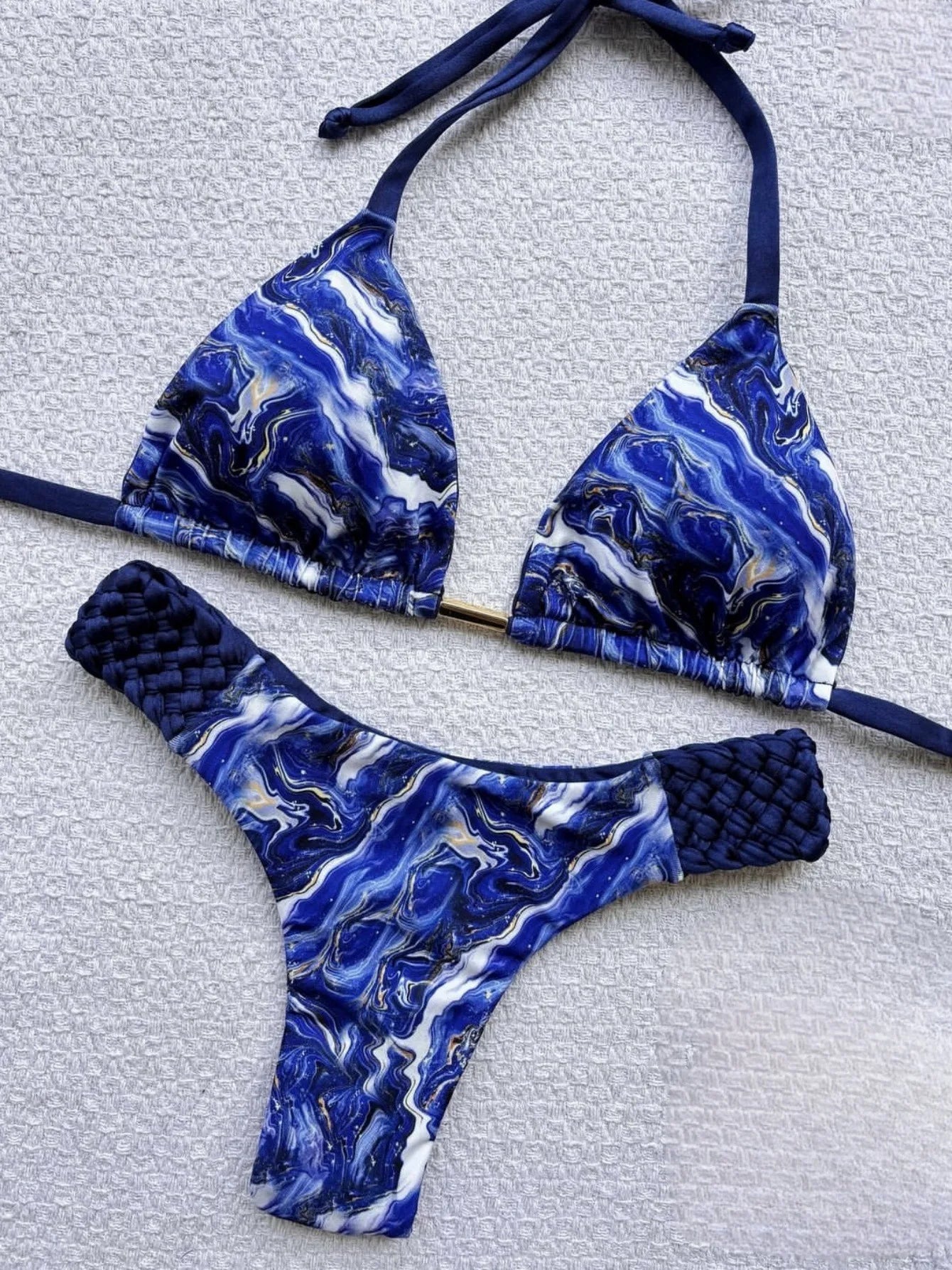 2026 New Weaving Bikini Set Women's print 2 Piece Swimsuit women sexy suspender Backless Beach Vacation Bathing Suit swimwear