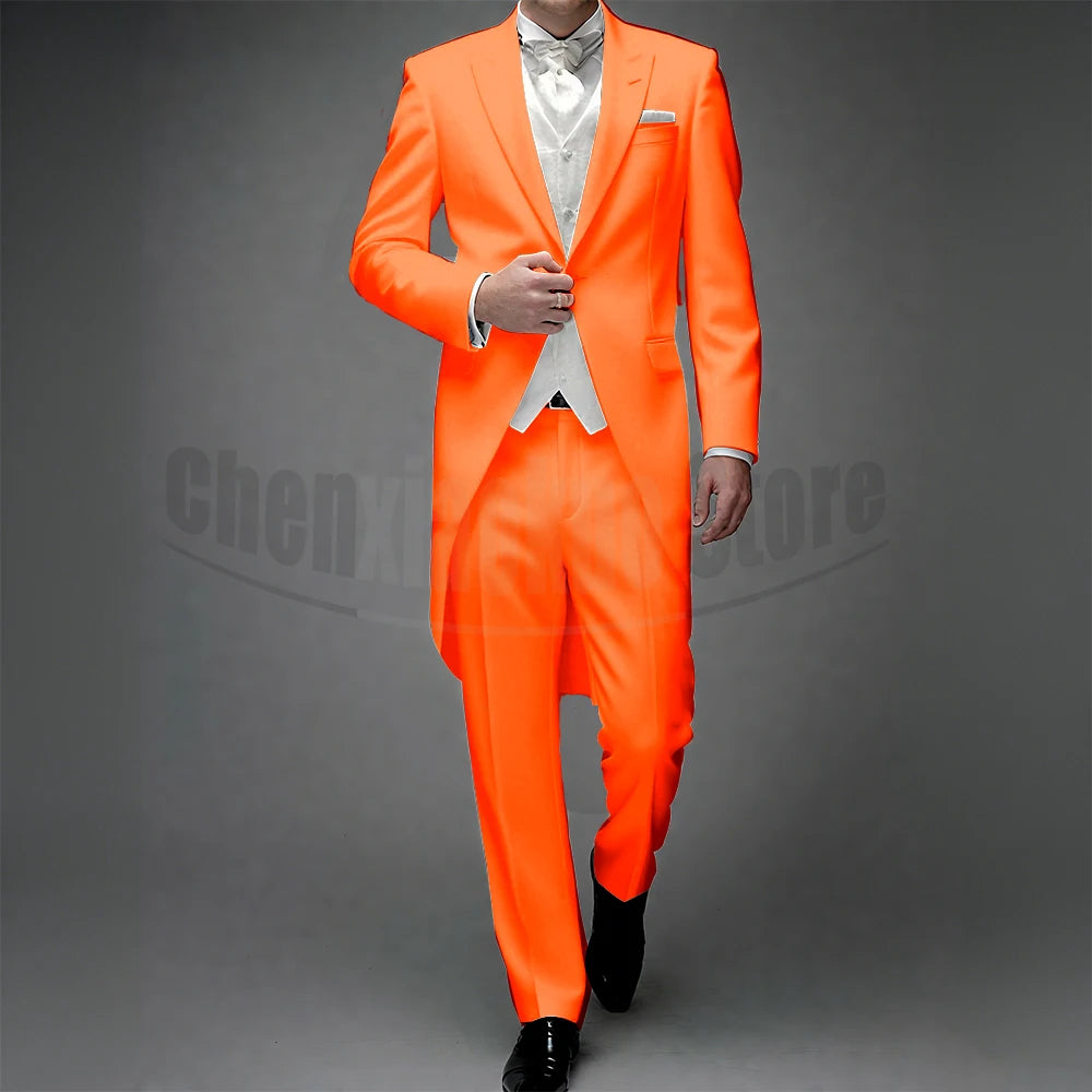 3 Piece Man Tailcoat for Formal Wedding Groomsmen Tuxedos 2025 Classic Peak Lapel One Button Solid Male Suit (Jacket+Pants+Vest)