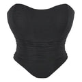 Women's Corset Crop Tops Summer Breathable Mesh Sleeveless Off Shoulder Bustier Skinny Fit Casual Tanks