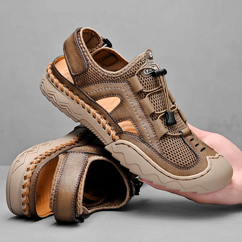New Mens Sandals Summer Breathable Mesh Sandals Men Outdoor Casual Lightweight Beach Sandals Fashion Men Shoes Large Size 38-46