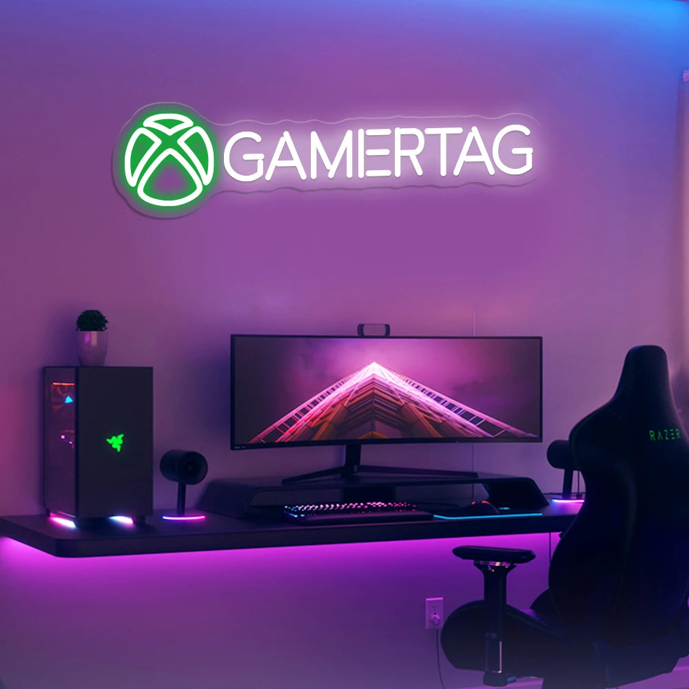 Custom Gamer Neon Sign Gamer Tag Sign Game Room Decor Gaming Wall Art Gaming Led Light Gift for Boyfriend Father Day Gift