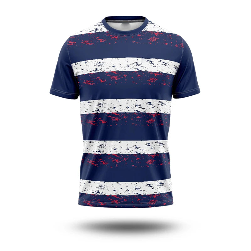 France Flag T-shirt For Men Simple Stripe 3D Print Short Sleeve T Shirts Football Jersey Comfortable Breathable Sport T Top