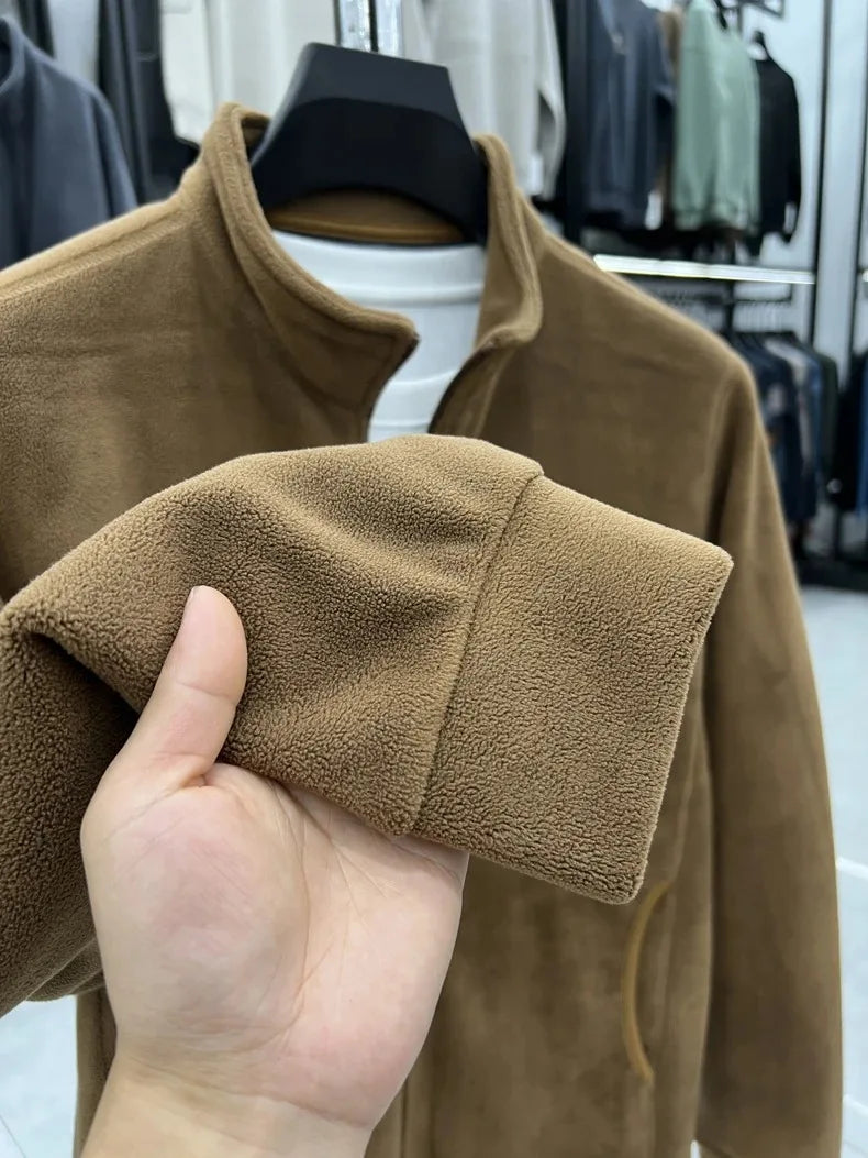 Luxury brand men's jacket winter thick plush warm pockets new coat fashion classic Paul embroidery zipper stand up collar top