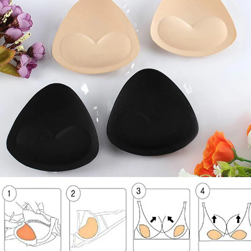 1Pair Woman Swimsuit Pads Sponge Foam Push up Enhancer Chest Cup Breast Swimwear Inserts Triangle Bra Pad