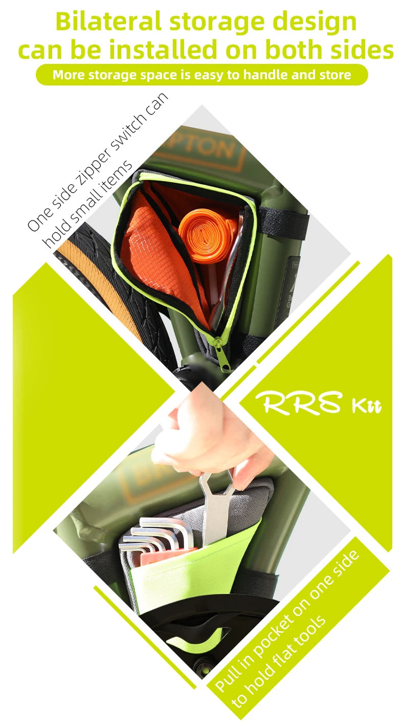 Rrskit Bicycle Triangle Bilateral Storage Bag Suitable For Brompton Bike Lightweight Triangle Multi Directional Storage Kit