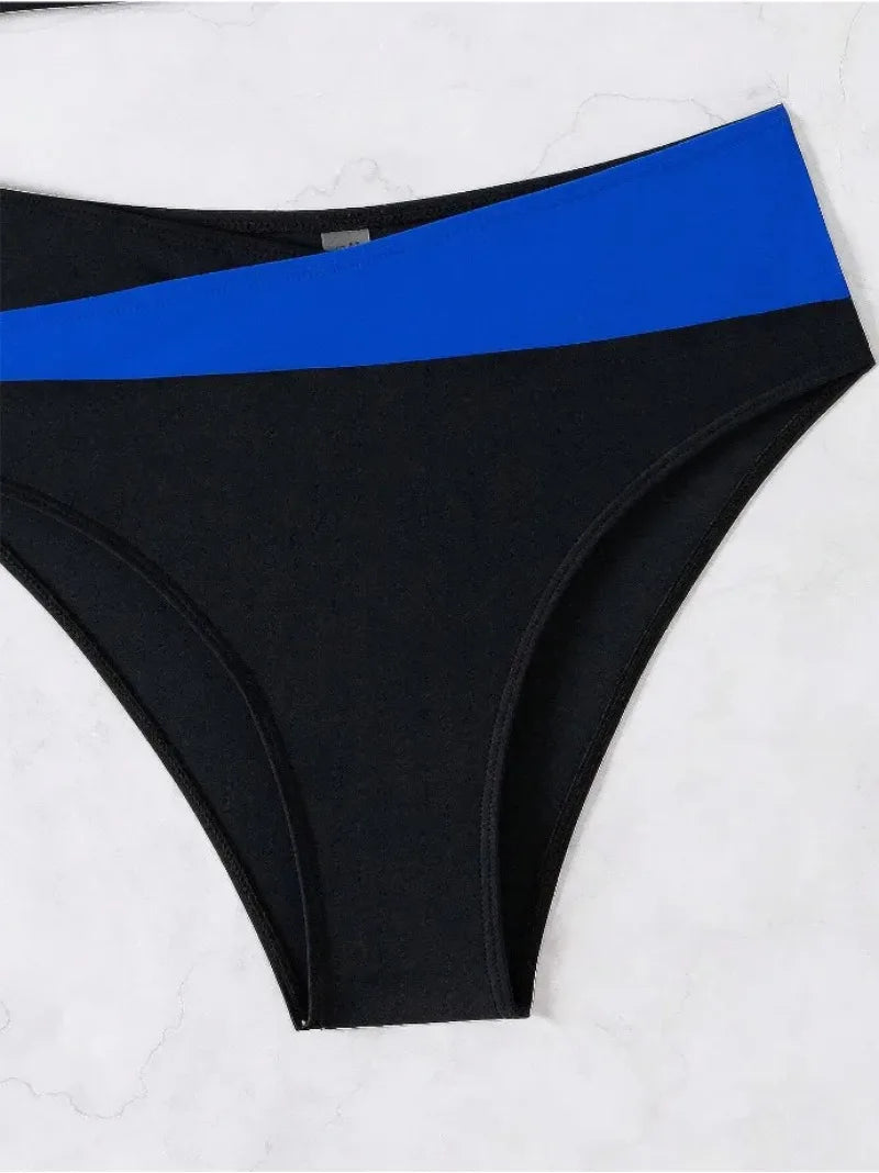 New Sexy Backless Bikini Cross Strap Color Collision Swimwear Women Split Bikini Set Two Pieces Bathing Suit Beachwear Swimsuit
