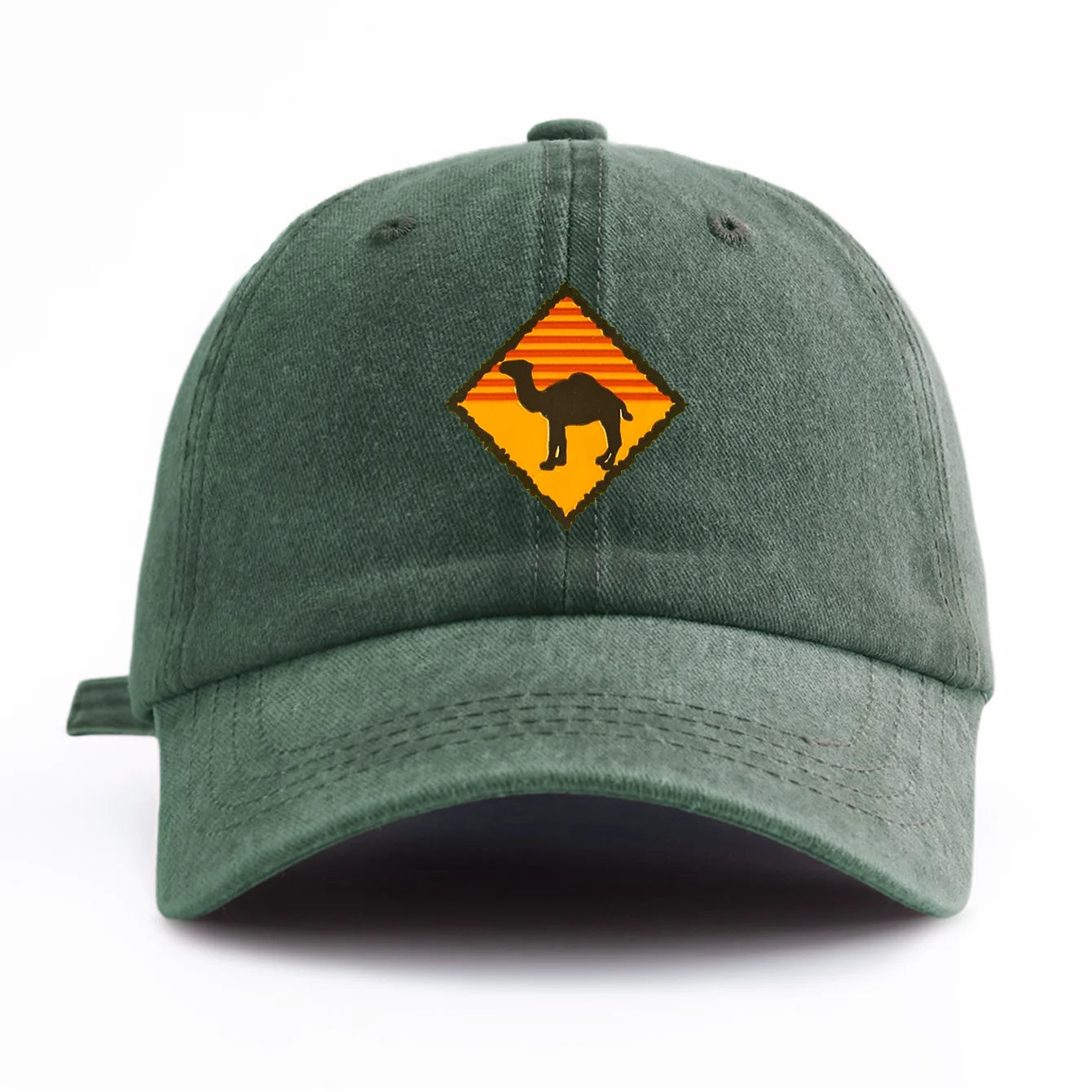 1pc CAMEL Print Washed Baseball Cap for Adults,Minimalist Retro Style Casual Soft Adjustable Dad Hat, Perfect As Gift