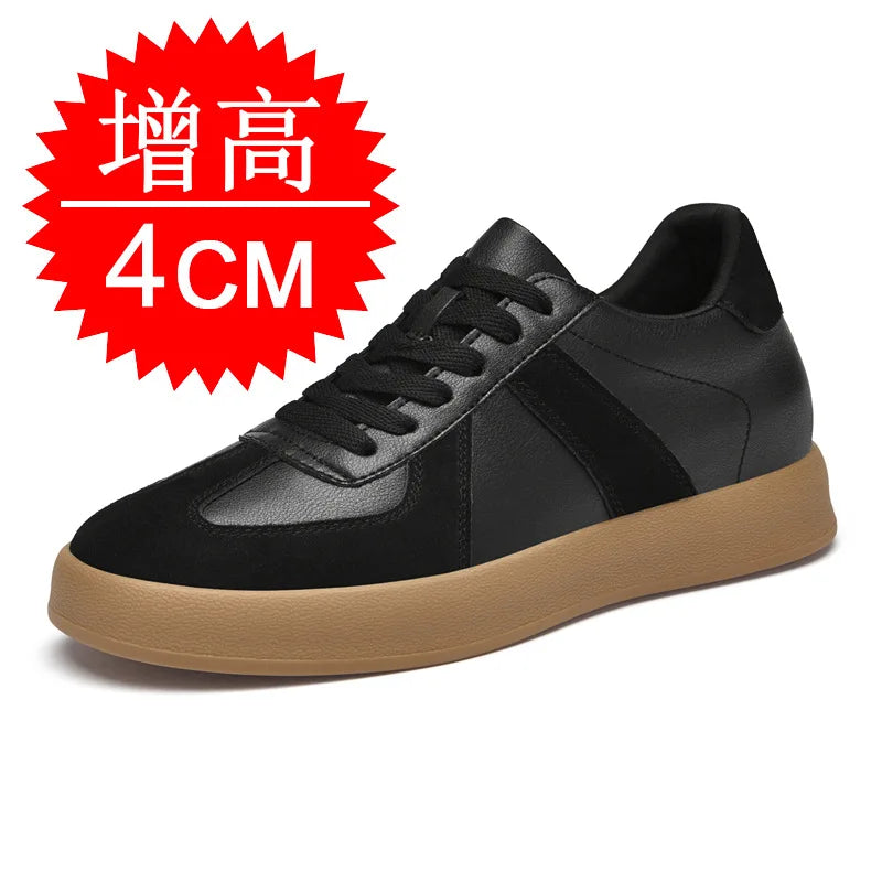 Man Vintage Elevator Shoes Height Increase Insole 8cm Taller Lift Sneakers Shoes Men Leisure Fashion Sports White Shoes
