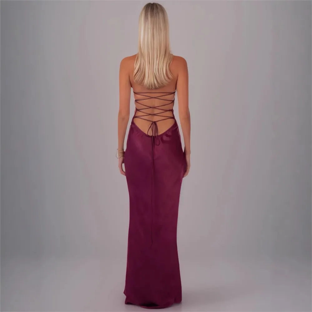 Dresses 2025 Woman Sexy Tube Top Sequin Vestidos Solid Color Backless Strappy Hip Evening Dress Temperament Elegant Simple Style