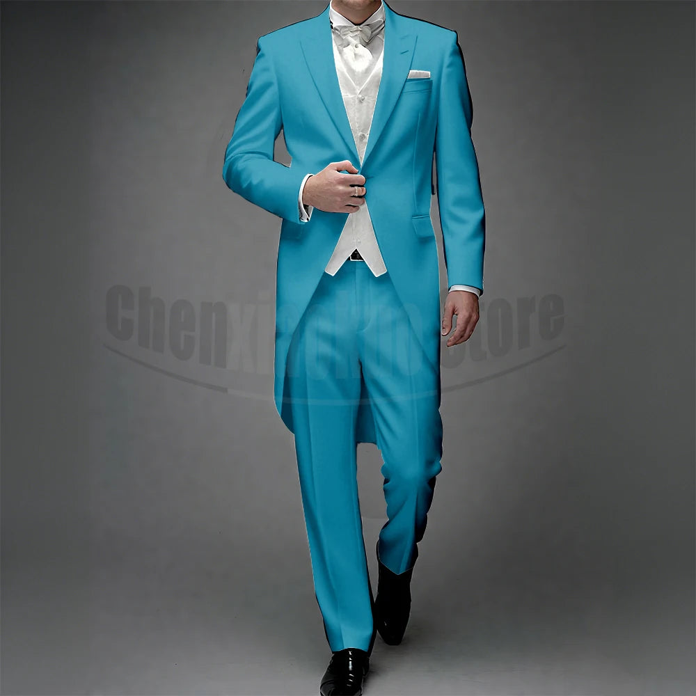 3 Piece Man Tailcoat for Formal Wedding Groomsmen Tuxedos 2025 Classic Peak Lapel One Button Solid Male Suit (Jacket+Pants+Vest)
