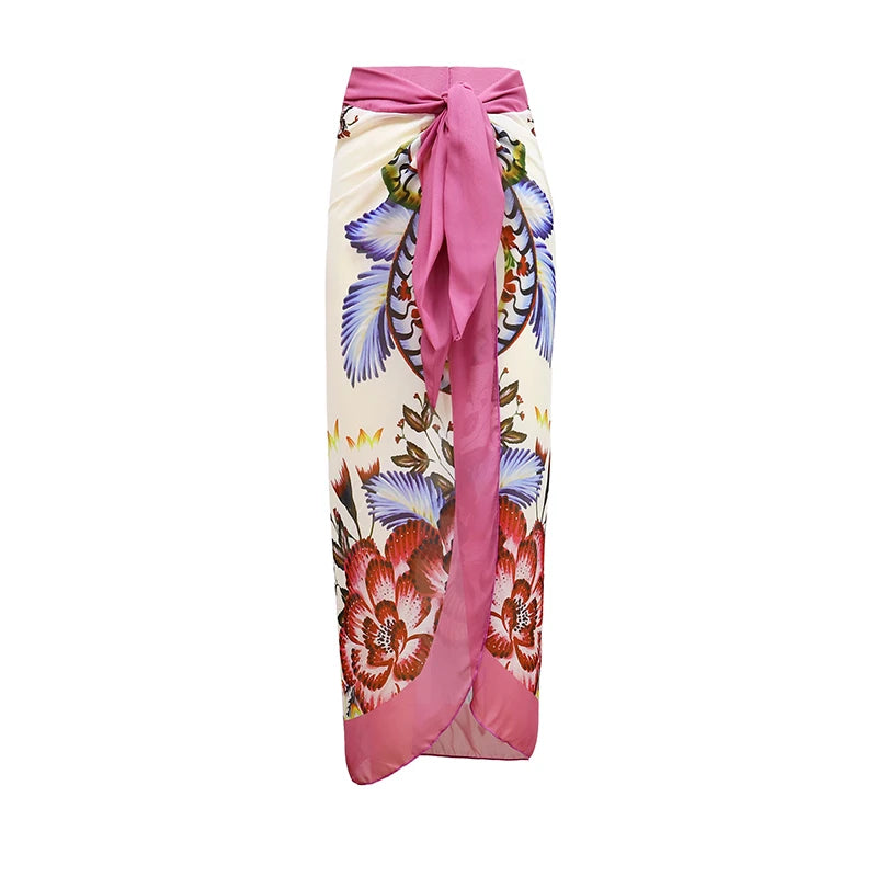 2025 Sexy Bikini Set Deep V Neck Retro Printed Women Swimwear Push Up Bikinis Swimsuit Skirt Female Biquini Dress Bathing Suit