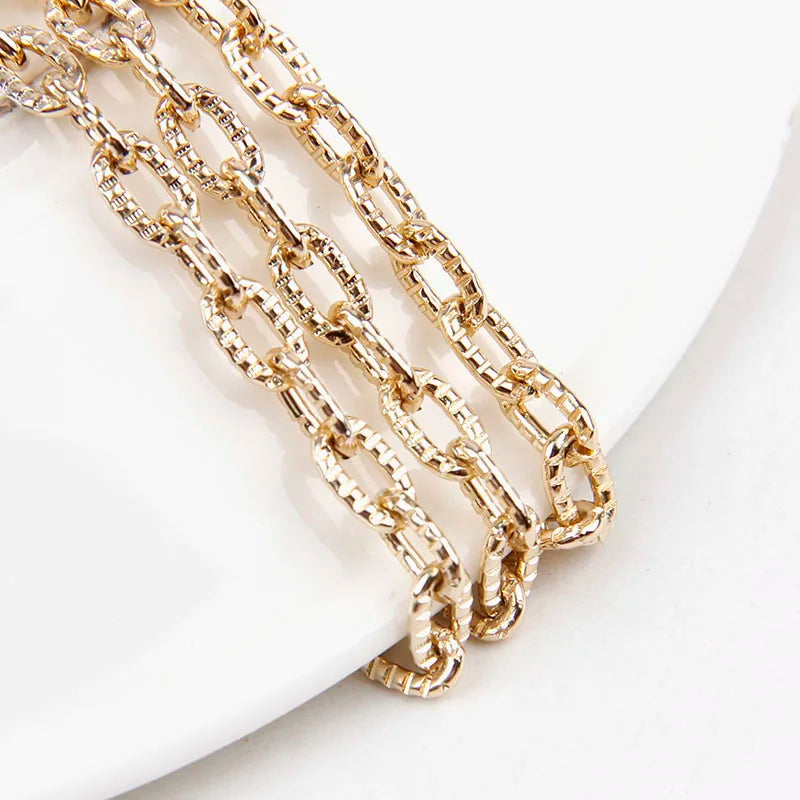 5 Meters Aluminum KC Gold Oval Shape Chains Bulk Fit Bracelets Findings Open Link Chain For DIY Fashion Jewelry Making Bag Parts