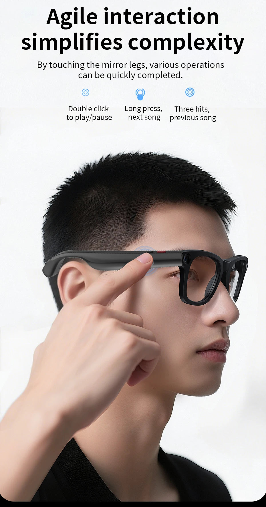 New AI Smart Glasses HD1080P Shooting 500W Camera Glasses ChatGPT Translation Voice Control Bluetooth Call Sports Sunglasses Man