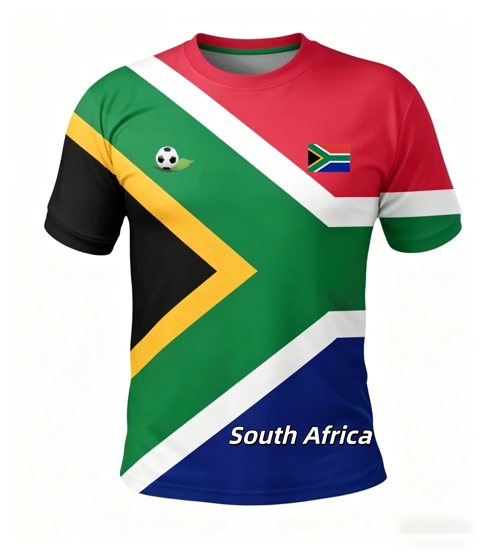 South Africa Football T Shirts Summer Fashion Short Sleeve South Africa Flag 3D Printed T-shirts Casual O Neck Loose Mens Tees