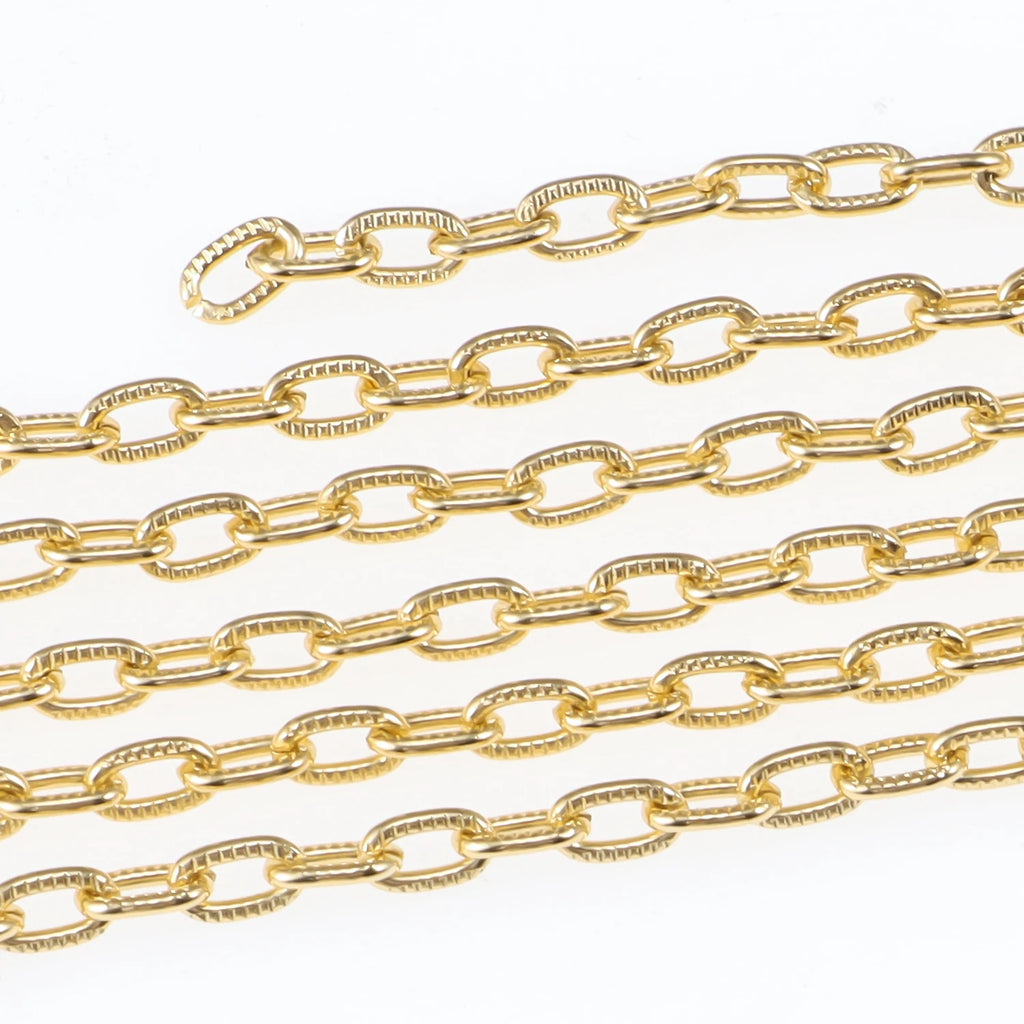 5 Meters Aluminum KC Gold Oval Shape Chains Bulk Fit Bracelets Findings Open Link Chain For DIY Fashion Jewelry Making Bag Parts