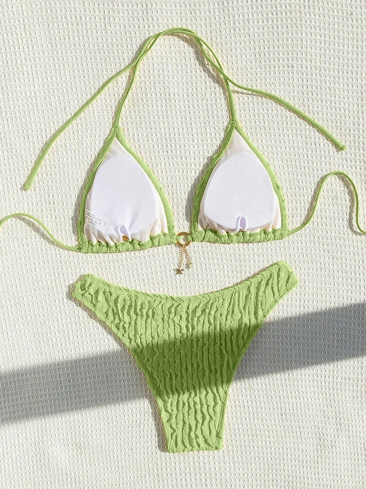 Sexy Bikinis Sets Two-piece Women's Swimsuit Ruffled Halter Neck Bikini 2026 Female Swimwear for Woman Beach Wear Bathing Suit