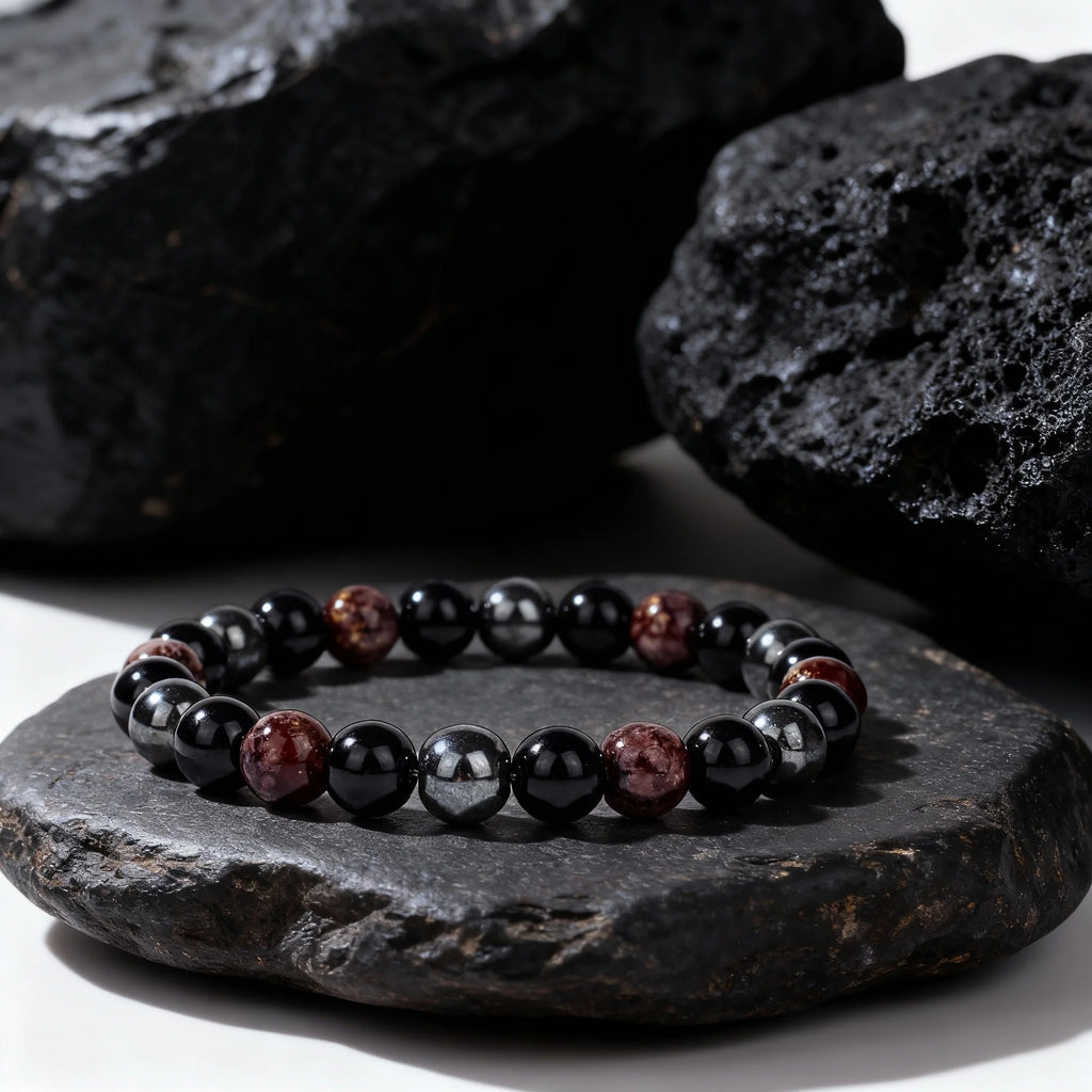 1pc classy summer jewellery black obsidian hematite father party Valentine's Day high quality natural stone protection bracelet