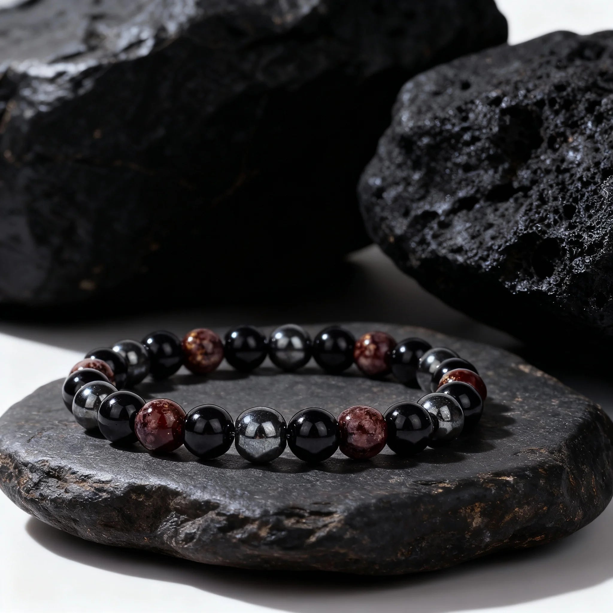 1pc classy summer jewellery black obsidian hematite father party Valentine's Day high quality natural stone protection bracelet
