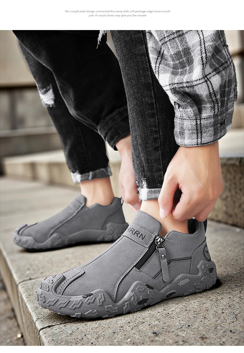 Man Sneakers Designer Short Boots Fashion Leather Men Casual Shoes Comfortable Outdoor Lightweight Flats Anti Slip Walking Shoes