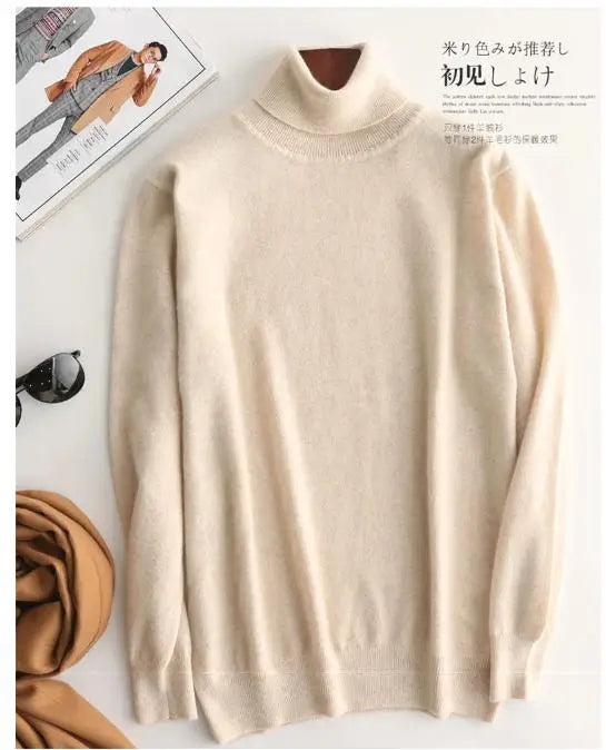 Cashmere Cotton Blend Turtleneck Men Sweater 2024 Autumn Winter Daily Basic Warm Knitted Pullover Man Casual Jumper Pull Homme