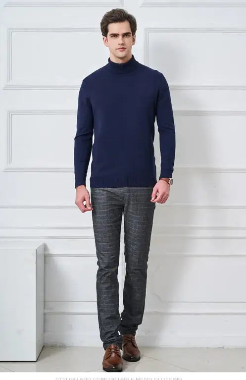 Cashmere Cotton Blend Turtleneck Men Sweater 2024 Autumn Winter Daily Basic Warm Knitted Pullover Man Casual Jumper Pull Homme