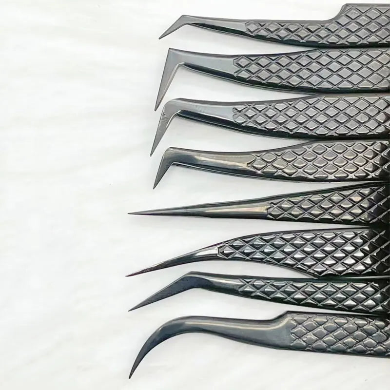 Customized Private LOGO False Lash Tweezers For Eyelash Extensions Boot Isolation Clip Tongs Black Perfect Close Nail Art Tools