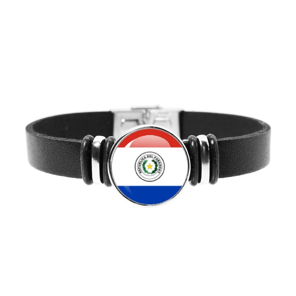 National Flag Bracelet Swiss Mexico Brazil Haiti Australia Germany Watch Strap Leather Bracelet Bangle Fashion Party Jewelry Gif