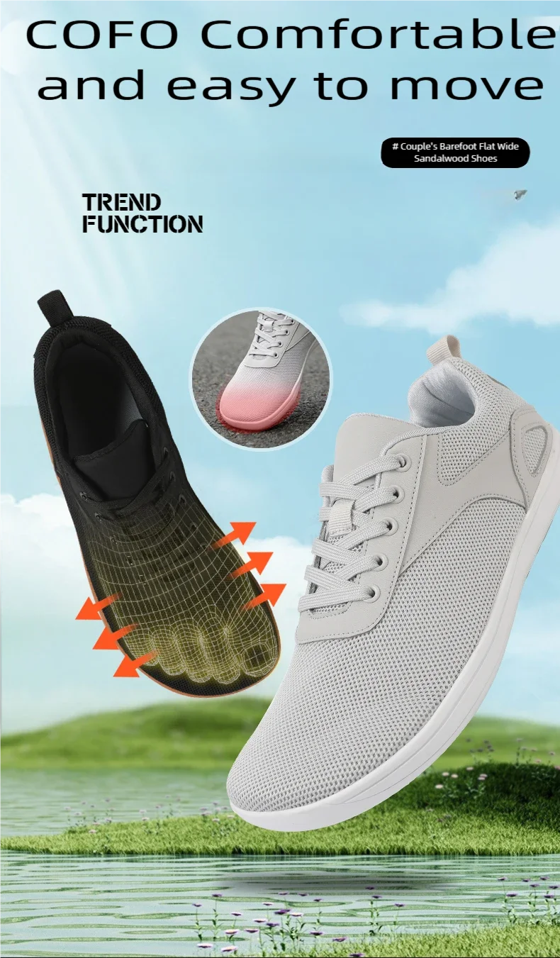Wide-toed Shoes Men's Fashion Simple Casual Sports Shoes Barefoot Shoes Women's Jogging Shoes Walking Shoes