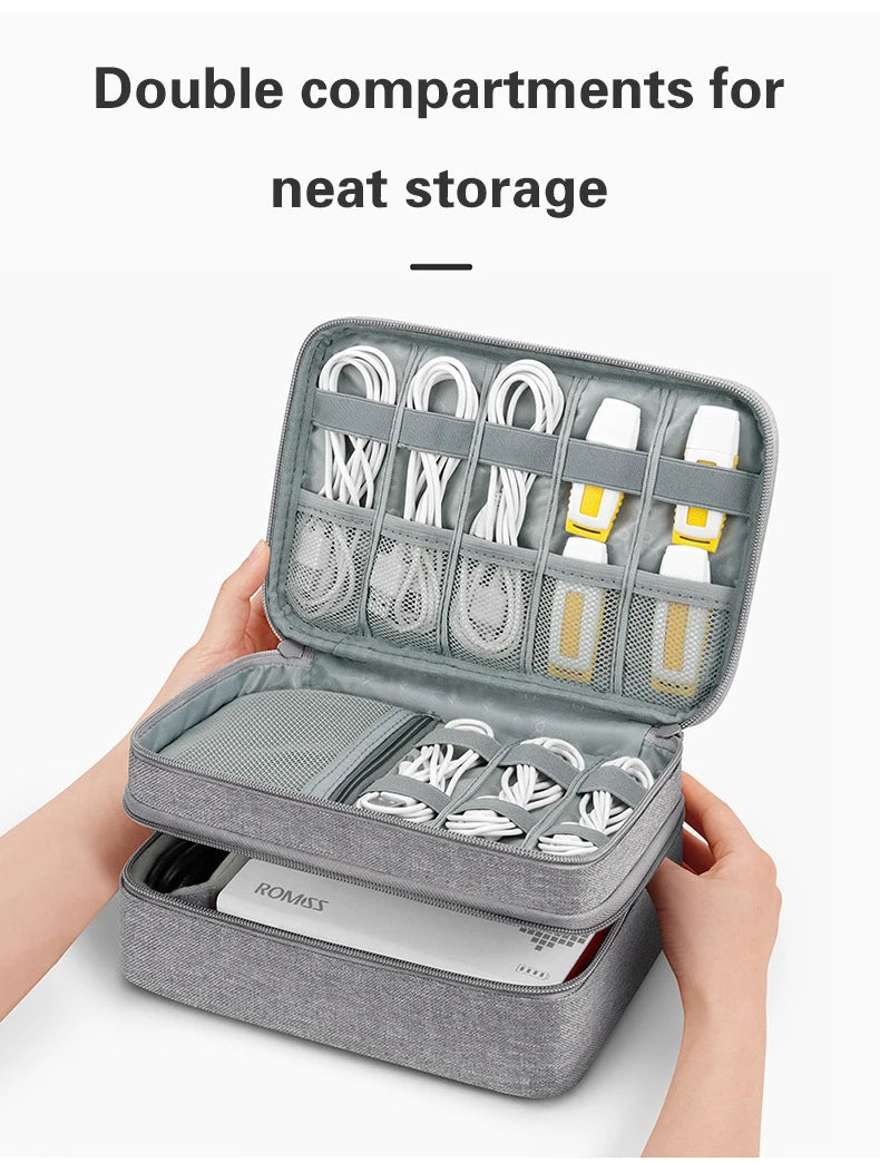 Large Capacity Travel USB Gadget Cable Bag Headphone Storage Box Data Cable Storage Bag Hard Disk Charger Power Bank Organizer