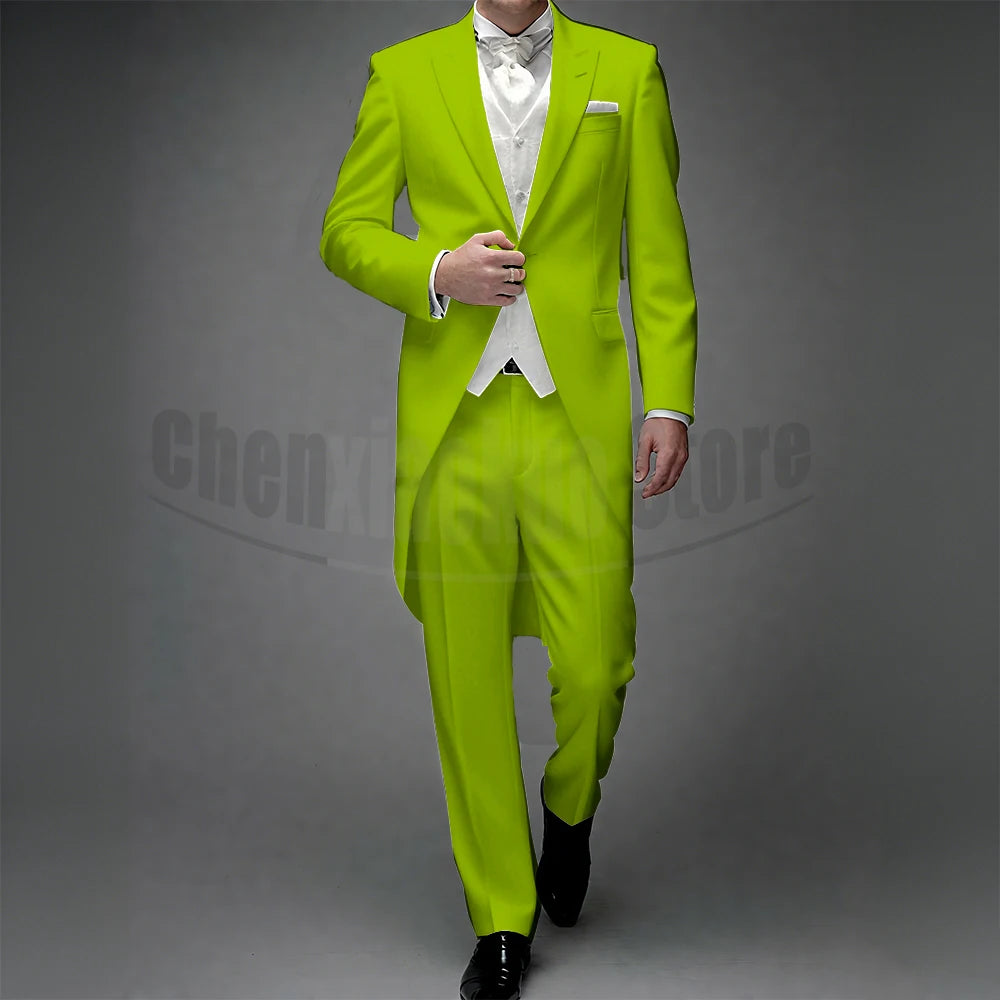 3 Piece Man Tailcoat for Formal Wedding Groomsmen Tuxedos 2025 Classic Peak Lapel One Button Solid Male Suit (Jacket+Pants+Vest)