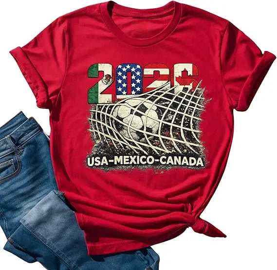 Soccer 2026 Shirts for Women Men USA Shorts Sleeve T-Shirt Football Themed Graphic Tee Top USA Canada Mexico Flags Jersey Gifts