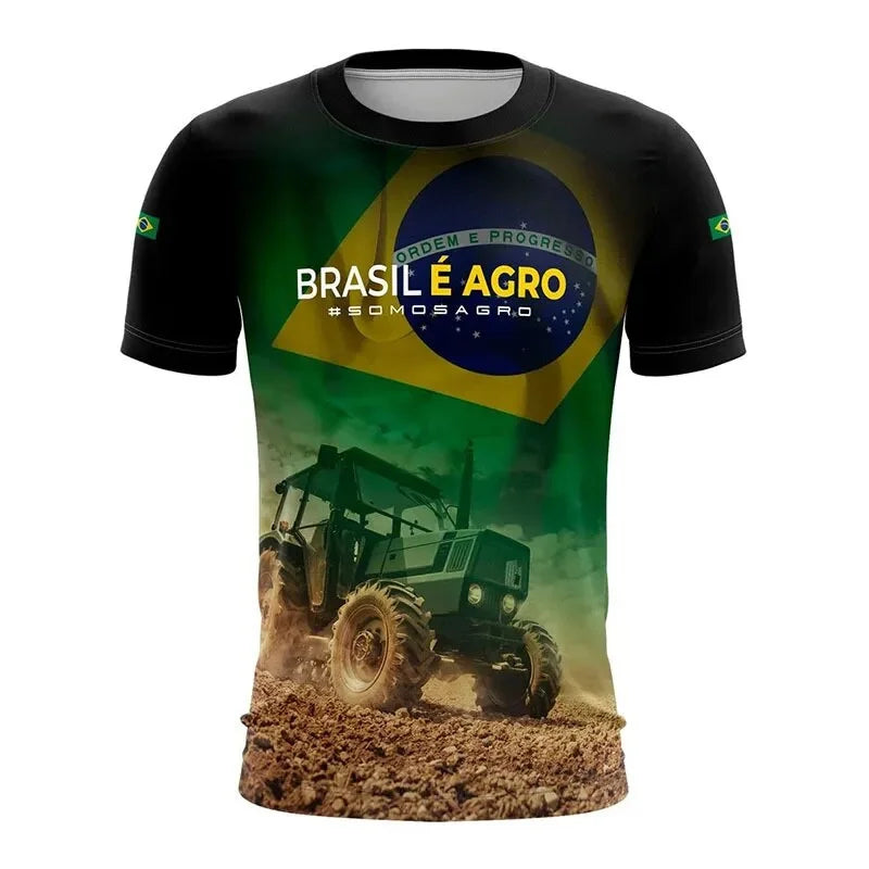 Brazil Flag Graphic T Shirt for Men Clothing 3D Print Brasil Football T-Shirt Gym Fitness Streetwear Tops Soccer Club Tee Shirts