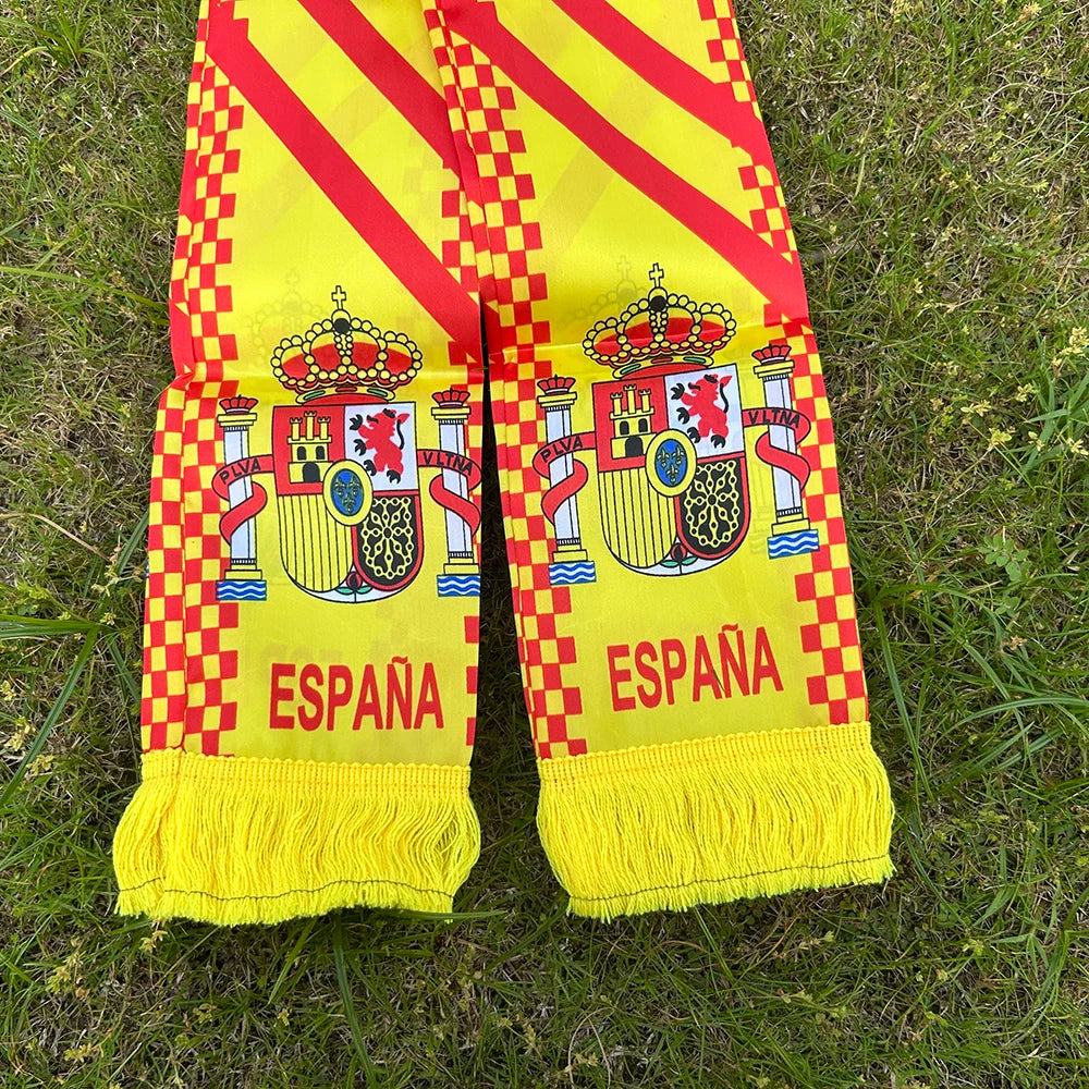 SKY FLAG Spain scarf 14x130cm Double Side Printing Satin Football Soccer Fans Spain Scarf flags banner for sport decoration