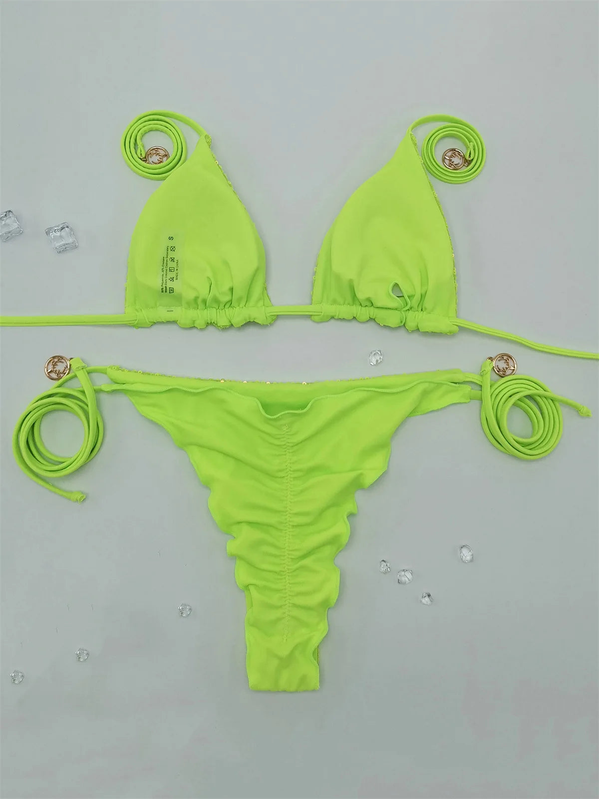 Circyy Sequins Bikini Set  Women Neck-mounted Lace Up Fashion Bathing Suit Two-piece Holiday Sexy Split Swimsuit Summer 2026 New