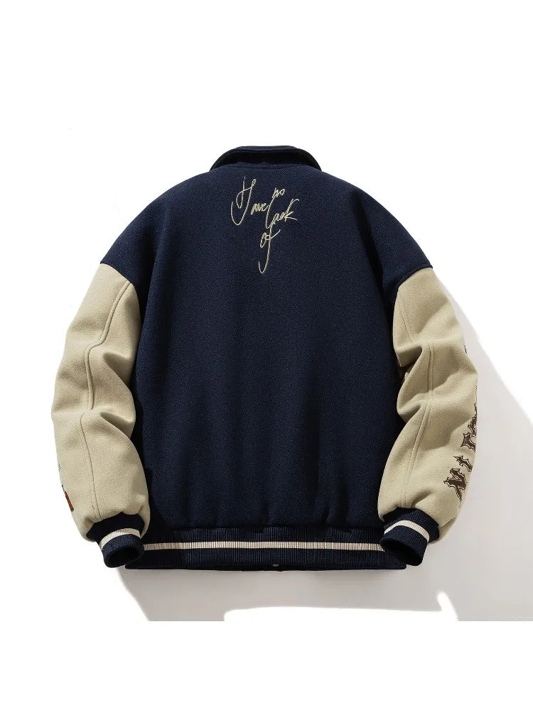 Man Baseball Jacket Winter Letter Embroidery Varsity Jacket Women American Vintage Coat Warm Fashion Hip Hop Original Original