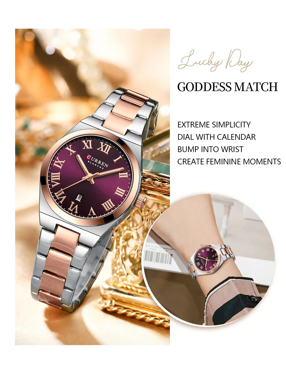 Women Small Face Watch,Stainless Steel Watch Women,Womens Watch with Calendar,Lady Analog Quartz Watch,Ladies Waterproof Watch