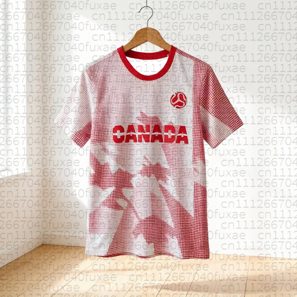 2026 Canada Football Jersey Sports Casual T-Shirt Breathable Quick Dry Elastic Daily Training Top for Family Matching Kids Tops