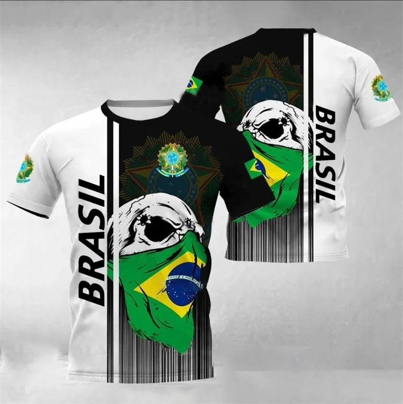 Brazil Flag Men's T-Shirt 3D Print Brazilian T Shirt Summer Oversized Jersey Camo Short Sleeve Sports Tactical Tee Tops Clothes