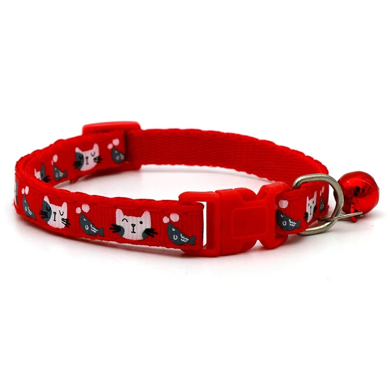 Collar Bell Colorful Cats Pattern Pet Accessories Dog Cat Adjustable Collars For Puppy Kitten DIY Small Animal