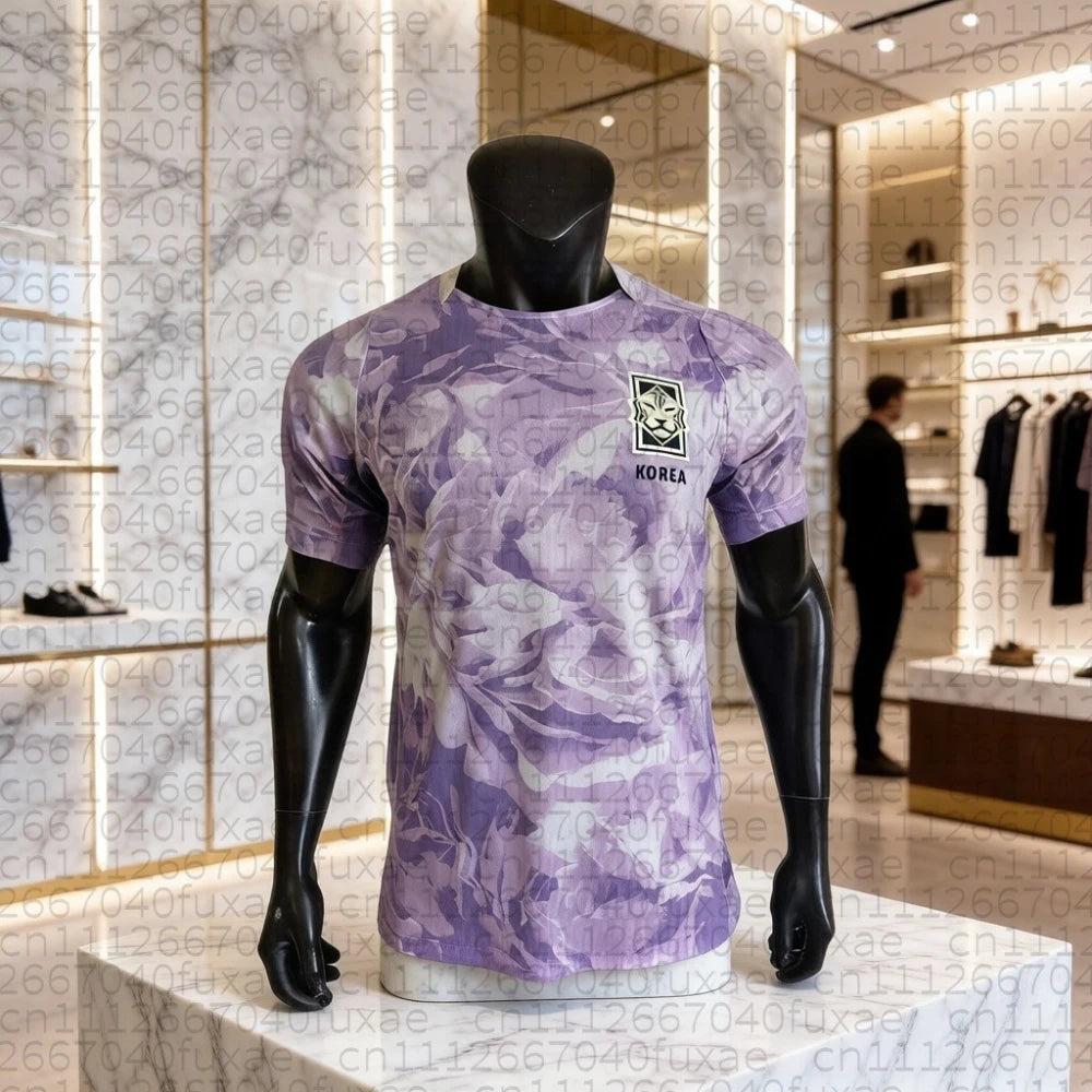 2026 South Korea National Team Away Jersey 2026 Purple Floral Football Shirt Player Version Soccer Uniform Family Matching Tops